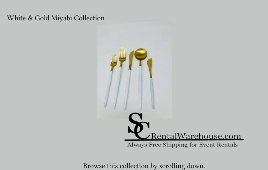 White and Gold Flatware Rental Set