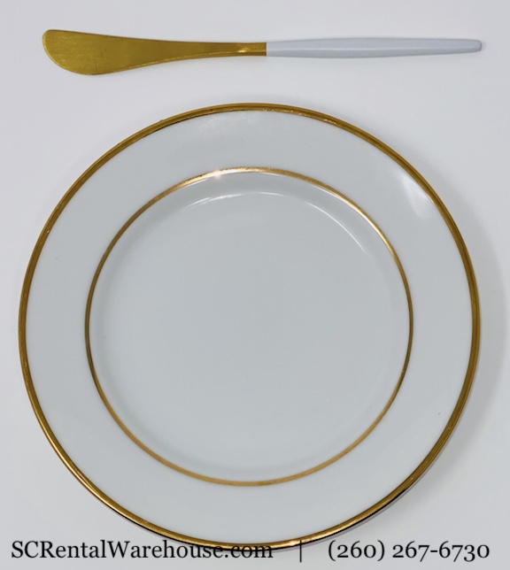 Where to rent white and gold flatware rental. Rent luxury flatware for your table setting rental. Rent nationwide with free shipping.