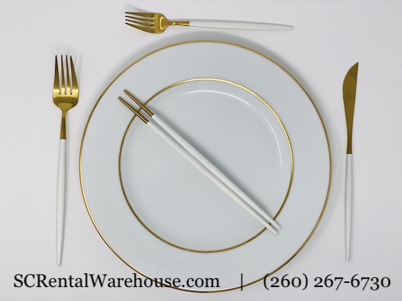 Affordable white and silver flatware rental. Where to rent white and silver flatware rental.