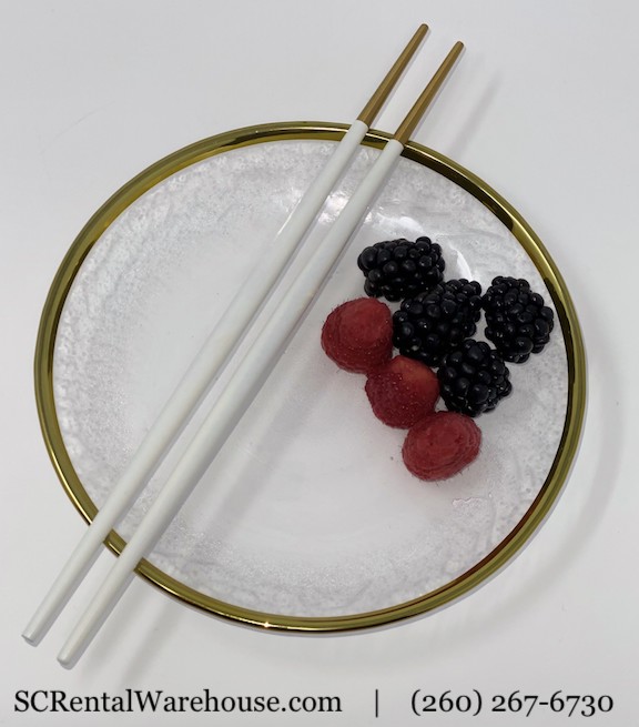 White and gold chopstick rental. Rent chopsticks for your special event. Add a rental chopstick in your event with free nationwide shipping. 
